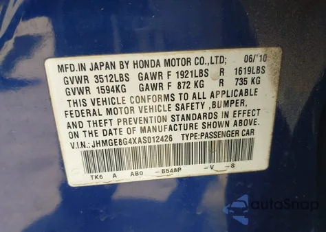 2010 Honda Fit Sport z USA, uszkodzony, nr VIN JHMGE8G4XAS012426